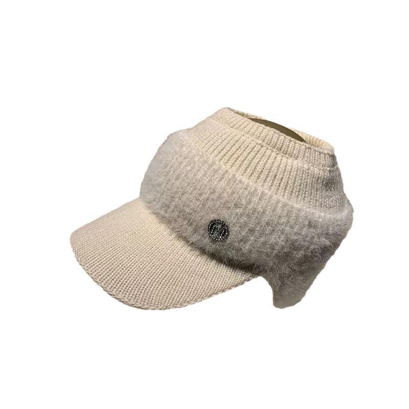 Lamb wool thermal cap women's winter thickened baseball cap cold cycling plush ear protection wool cap