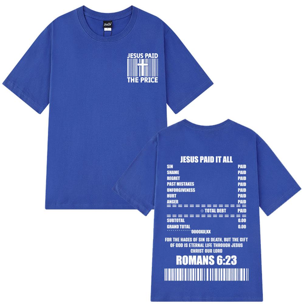 2025 Summer Jesus Paıd The Prıce Christian Bible Verse Graphic Shortsleeved 100 Cotton Oversized Breathable Men Women Tshirt