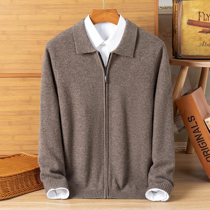 

Мужской трендовый кардиган-жакет из шерсти большого размера с отложным воротником – повседневный трикотаж на флисе для осени/зимы 4XL