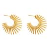 New sunflower gold and silver two-color high-end earrings, European and American style metal earrings, fan-shaped light luxury heavy industry earrings