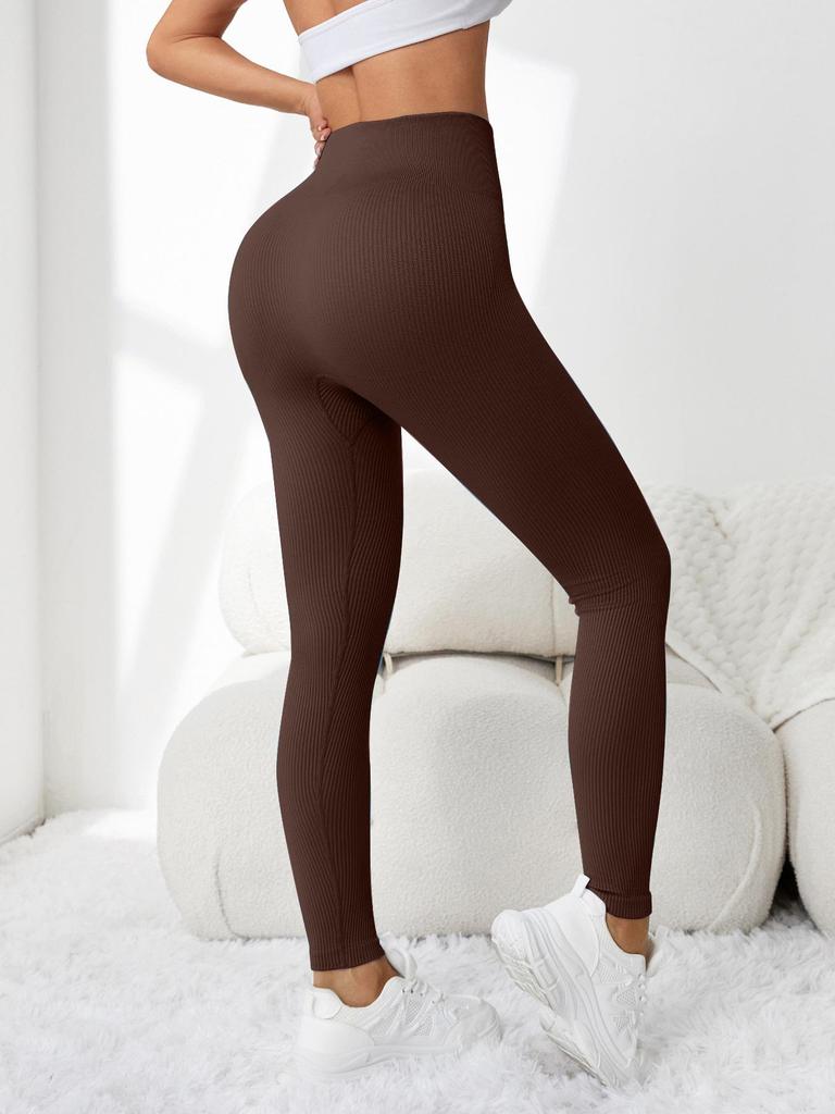 Europäische & Amerikanische Gerippte High-Waist Strick-Yogahosen - Bestseller Nahtlose, Hautfreundliche Fitness-Tights für Herbst & Winter