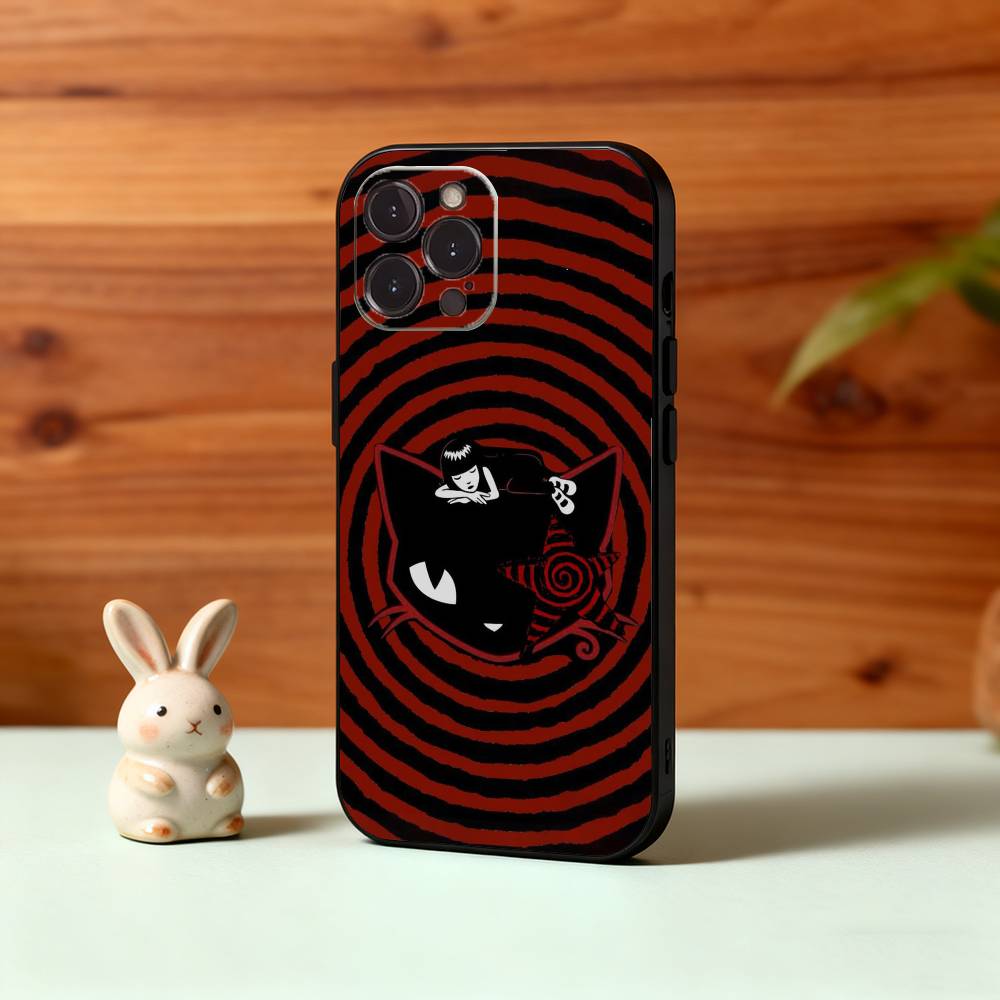 

Cat E-Emily The Strange Phone Case For iPhone17 16 15 14 13 12 11 Pro Max Plus,5G Soft Black Case iPhone16e
