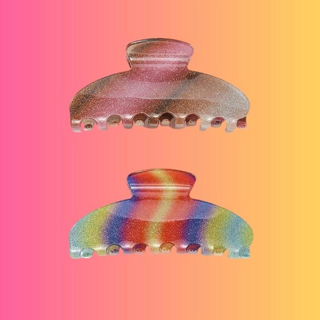 Women s Pearl Glitter Rainbow Rainbow Hair Clip Hairpin pink