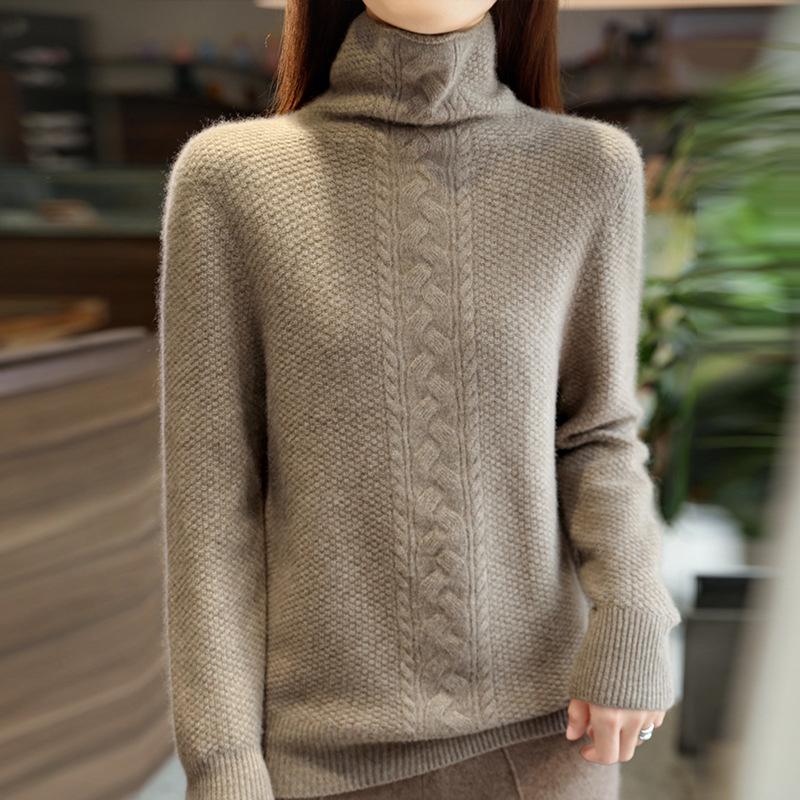 Osmanthus Stitch Women's Loose Fit 100% Wool Jacquard Pullover Sweater