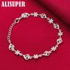 925 Sterling Silver Fashion Crystal Romantic Heart Flower Bracelet Jewelry
