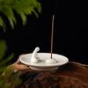 Zen-Style Formless Buddha Incense Holder: Simple White Porcelain Monk for Living Room or Study Decor.