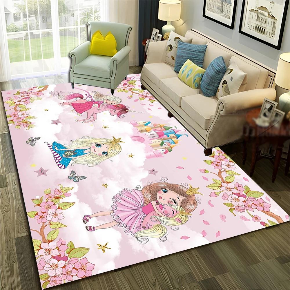 3D Cute Ballet Girl Ballerina Fairy Cartoon Carpet Rug for Home Living Room Bedroom Sofa Doormat Decor,Child Non-slip Floor Mat