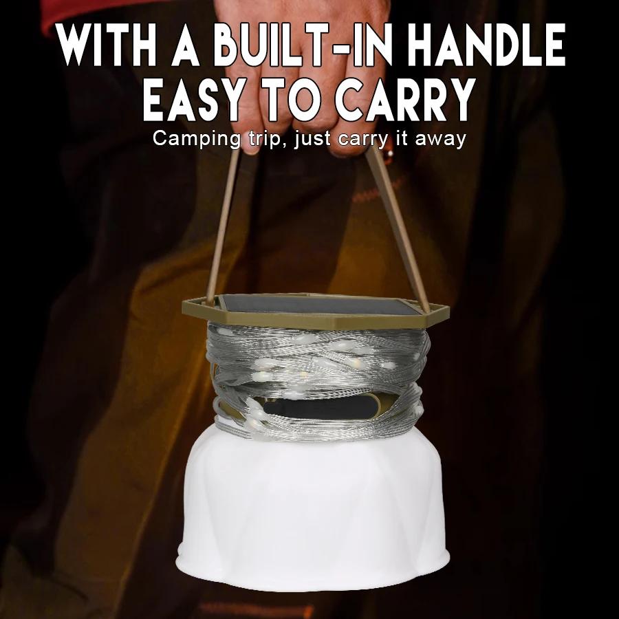 Solar Camping String Light USB Charging Lantern 3600mAh,IPX4 Waterproof,Rechargeable Flashlights, Atmosphere Light,Power Bank