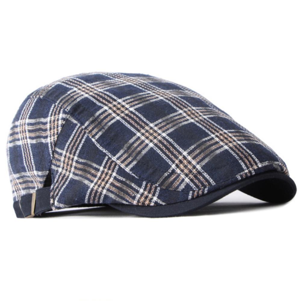 Ht4640 Beret Cap Men Women Spring Summer Cap Sun Hat Adjustable Ivy Flat Cap Plaid Artist Painter Beret Hat Male Female Berets