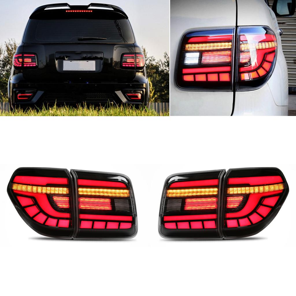Full LED Dynamic Tail Lights Smoked Lens IP67 Waterproof Fit for Nissan Patrol Y62 2010 2019