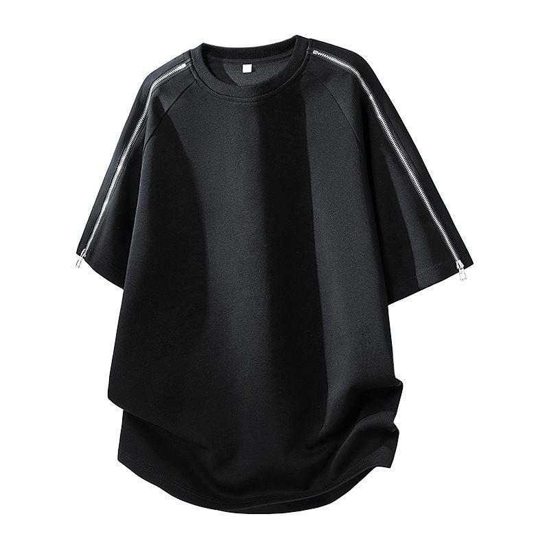 2024 Men's Deconstructed Short-Sleeve Round Neck T-shirt with Zipper Detail