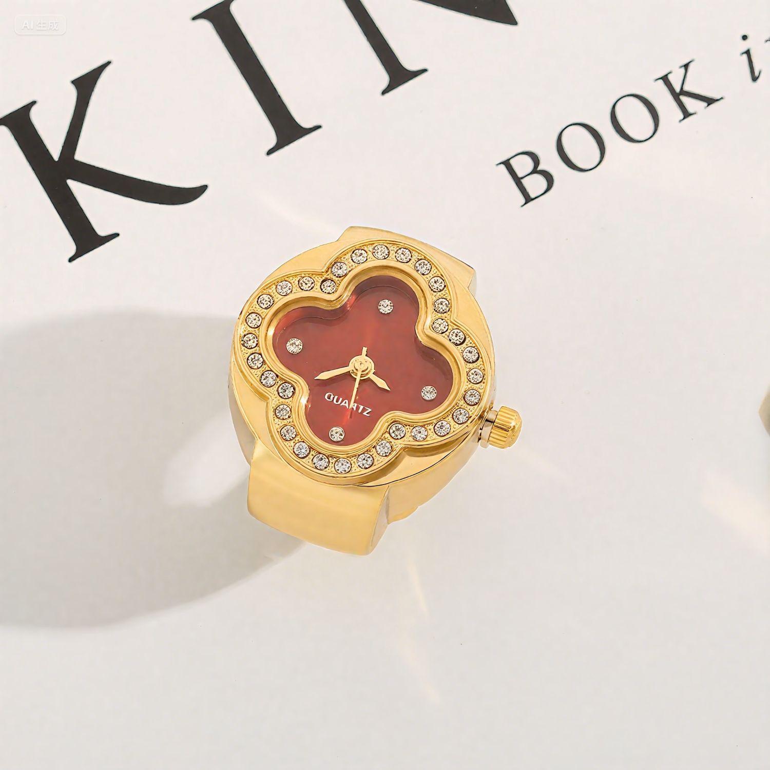 

Кільце-годинник на палець з еластичним браслетом, кварцовий аналоговий годинник, креативний для чоловіків та жінок sinopia кольору