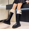 Fashion Comemore Sweet Butterfly Knot Woman's Boots Korean Style Fashion Brown High Botas Plush Thickened Winter Ladies Knee-High Boots
