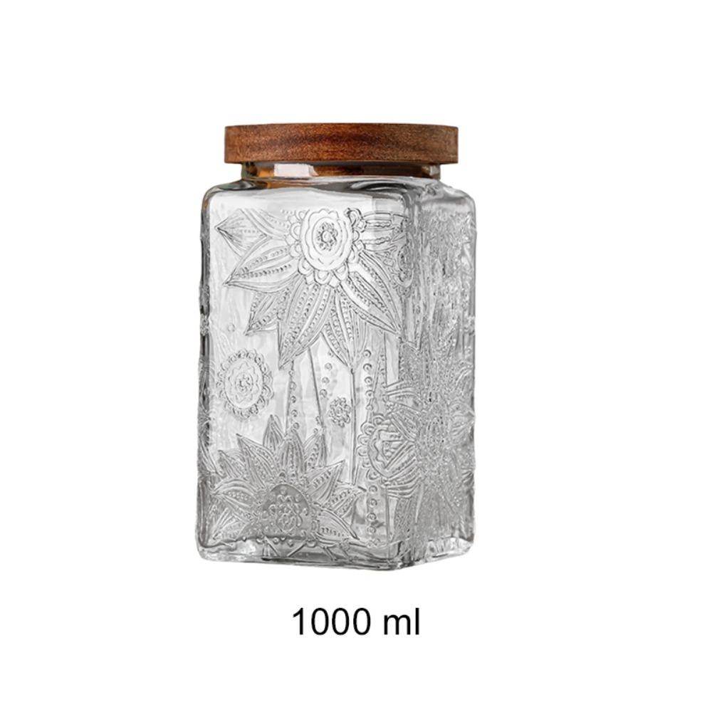 Wood Lid Kitchen Glass Bottle Vintage Mason Jar Multi-functional Grains Storage Box Candy