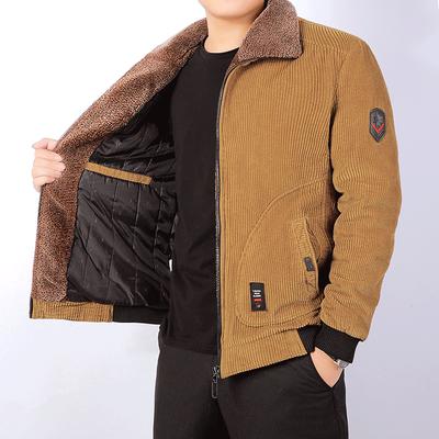 Abrigo de pana de algodón para otoño e invierno, chaqueta para hombre, nueva chaqueta informal de algodón grueso para hombre de mediana edad, además de abrigo de algodón de terciopelo para hombre