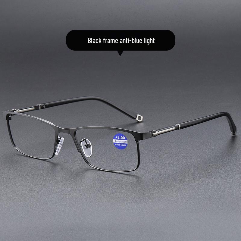 New Style Unisex 25° Reading Glasses with Anti-Blue Light Metal Frame and Plano Lenses