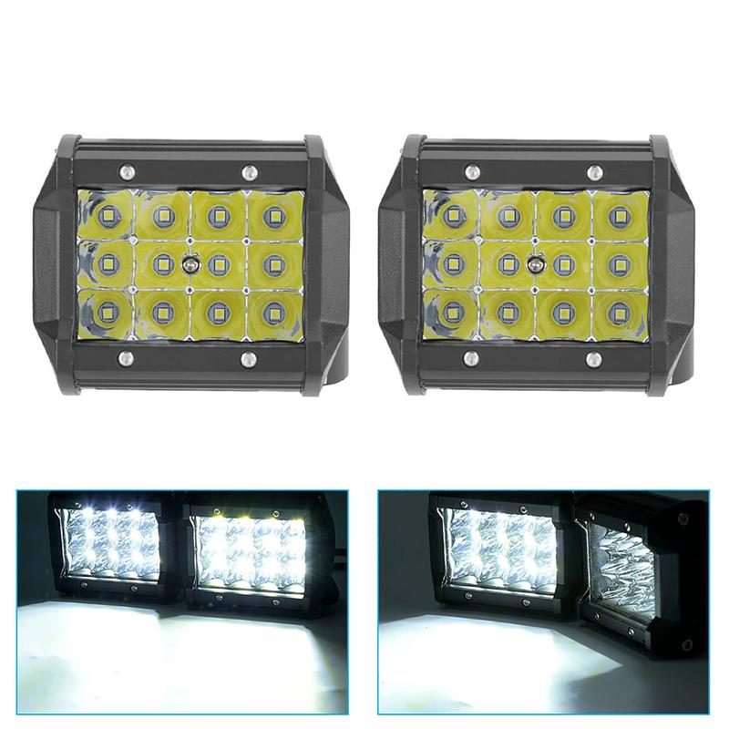 36W Car Work Light Car LED Work Light 1 Pair 4inch 4-Row 36W LED  Working Light Bar Driving Lamp Car Truck Modification