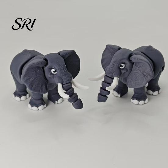 Movable Joints Animal Toy 3D Printed Elephant Figurine Simulated Stress Relief Statue Fidget Home Office Desktop Decoration Ornament