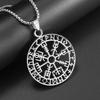 Retro Celtic Knot Pattern Disc Cross Pendant Necklace for Men Gothic Punk Trend Street Jewelry Gift