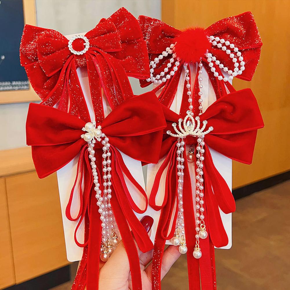 Schleife Knoten Haarnadel Kopfbedeckung einfache elegante feste Haarspange Retro Party Kopfschmuck rotes Haar Zubehör