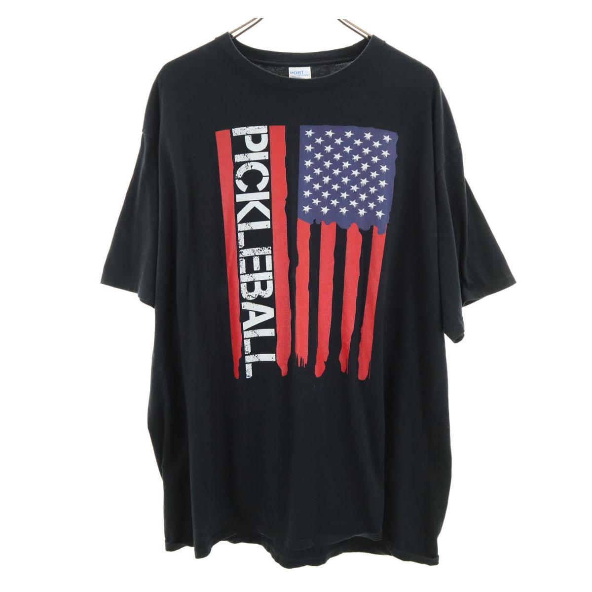 

PORT&COMPANY Футболка с коротким рукавом с принтом «Звезды и полосы» 2XL черная Мужская Biggs Б/у