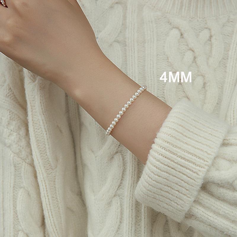 Simple Retro Imitation Pearls Bracelet for Women Stretch Acrylic Bead Men Bracelet Fashion Party Jewelry Pearl Wristband Gift