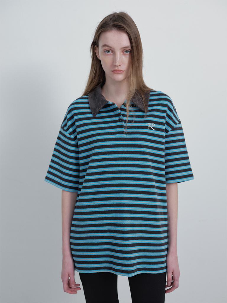 Leibeu Terry Stripe Collared T-Shirts Vw6Se344_2Color