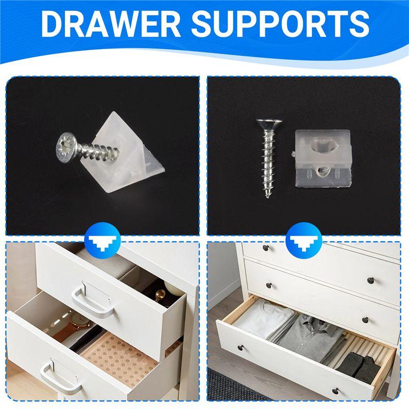 A84E-Drawer Supports White Plastic Drawer Bottom Sagging With Screws For Furniture 50 Pcs
