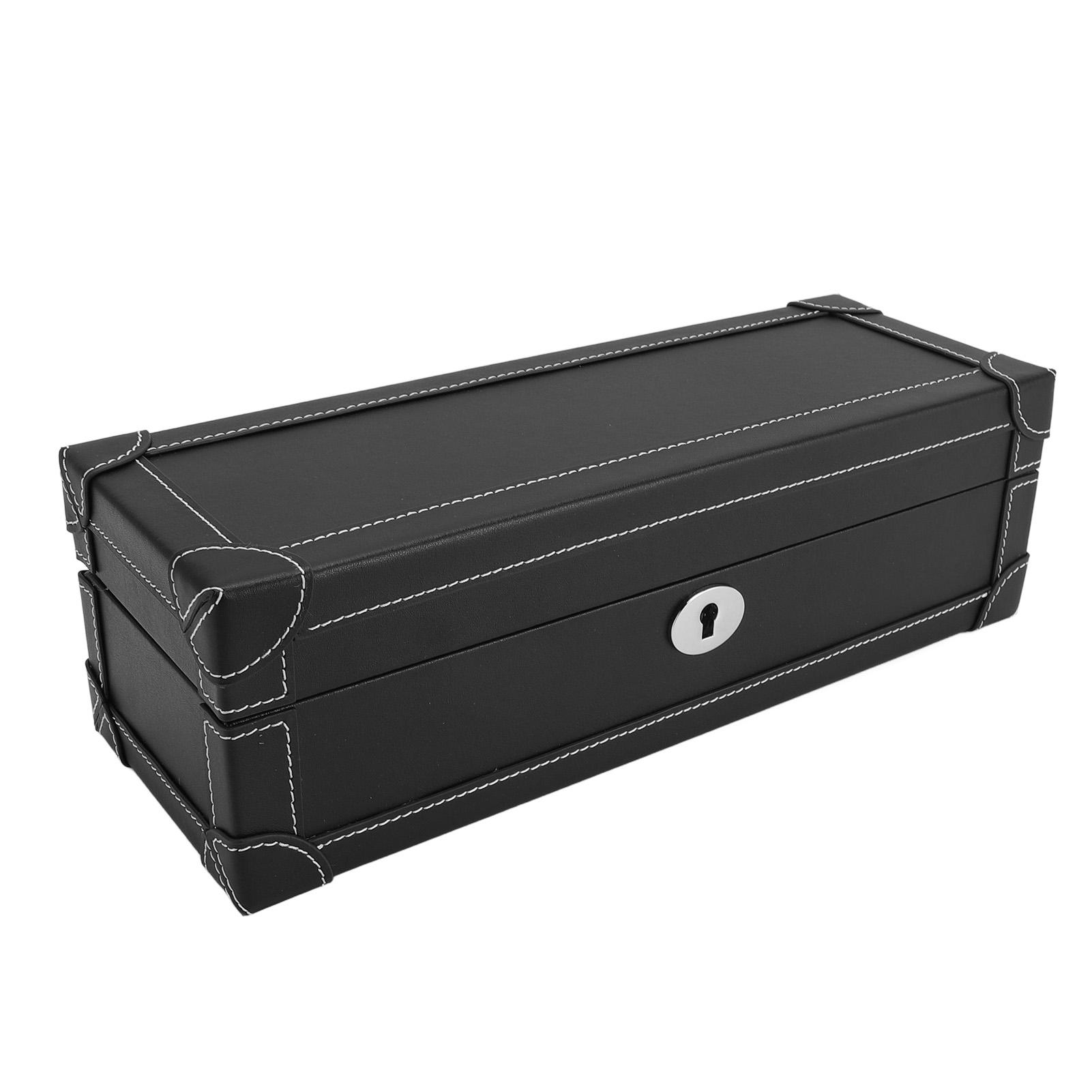 

5 Slot Watch Box Watch and Jewelry Case Dust Resistant Watch Storage Organizer for Home Travel Black чорний