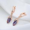 Minimalist Purple Zircon Crossing Pendant Earrings Women Jewelry Wedding Party Accessories