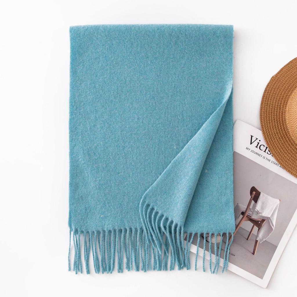 Imitation Cashmere Scarf with Wool Tassel Scarf for Men and Women Versatile Solid Color Fashion Commuting Warm Scarf Shawl