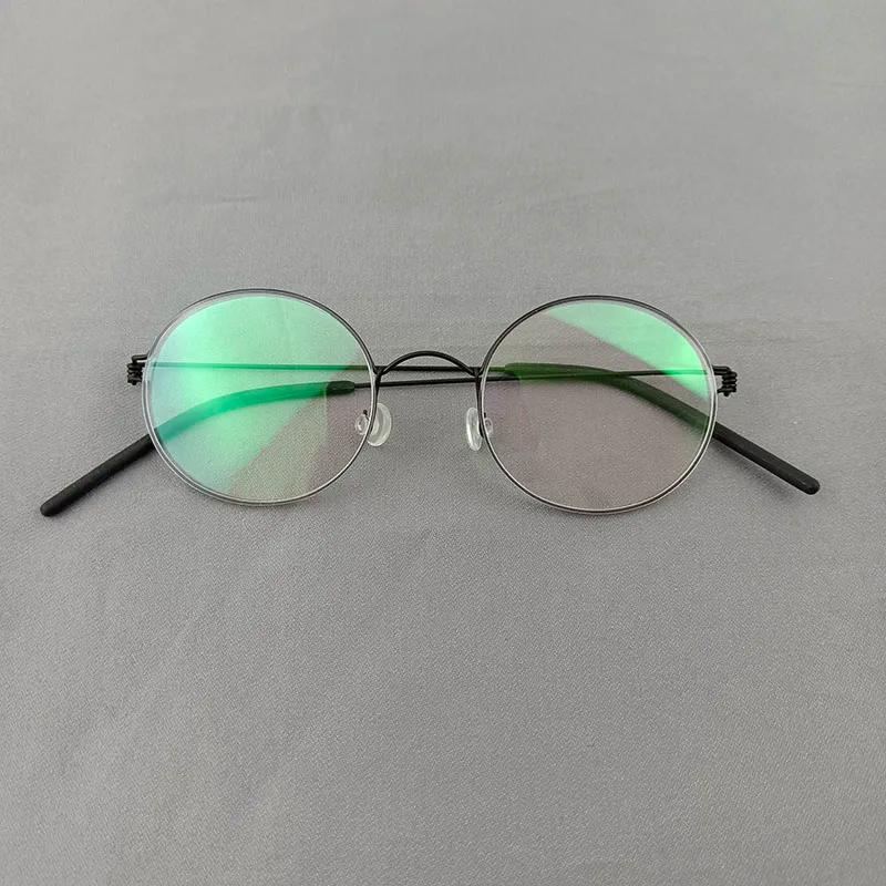 High Quality Retro Round Screwless Spectacle Titanium Glasses Frame Men Women Korean Brand Design Handmade Ultralight Eyeglasses Small Round Black
