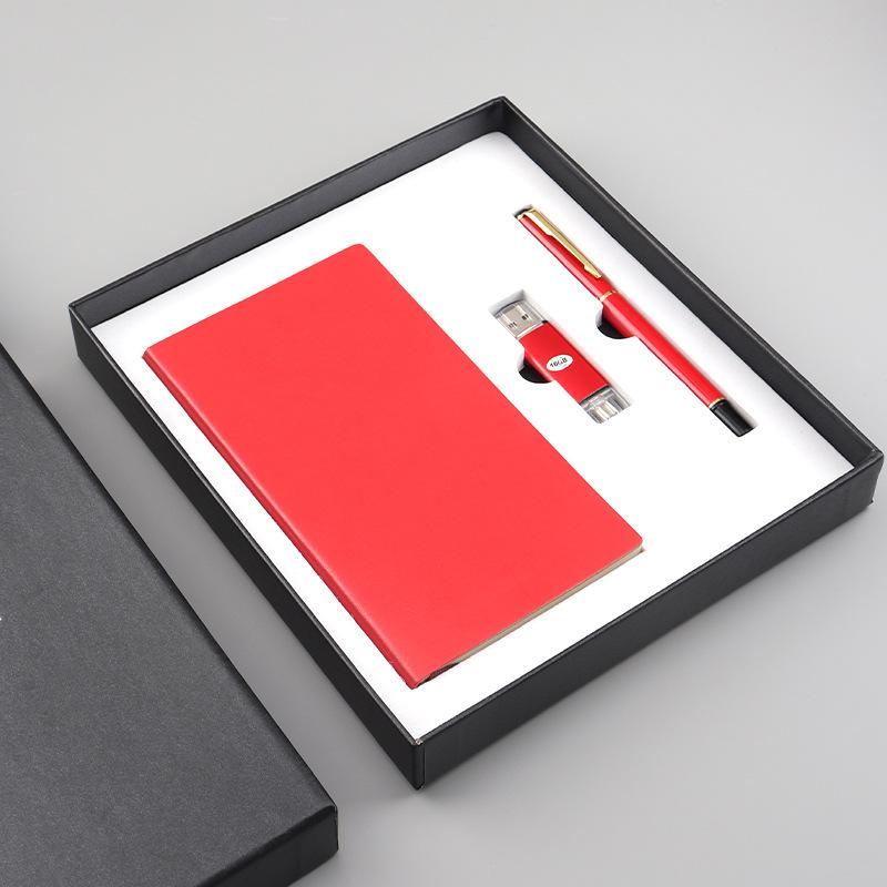 

Business Souvenir, Notebook Set Usb Stick Book Pen, Office Stationery Business Set Handbook A6 червоний