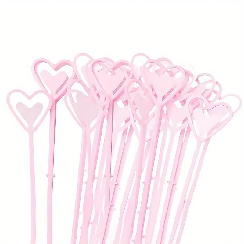 

10 Pcs, Short Flower Inserts with Heart-shaped Hearts, Flower Bouquets, Short Plastic Card Holders