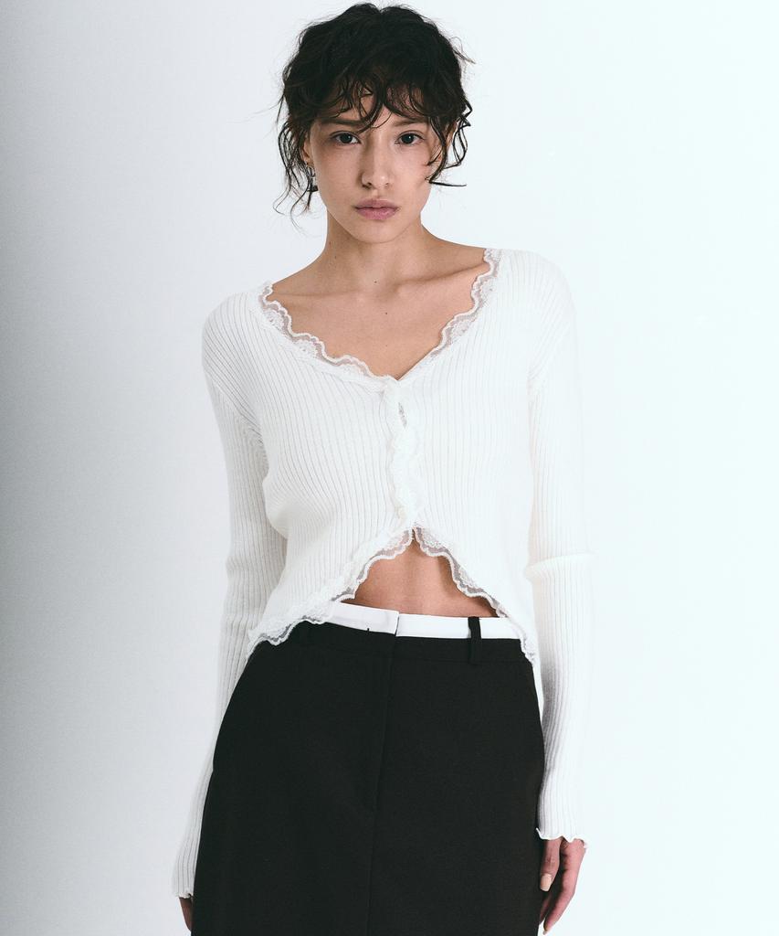 Nick&Nicole Lace Frill Essential Crop Cardigan_3 Color