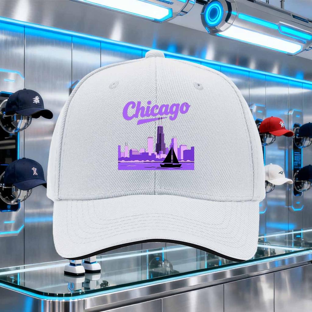 Chicago Skyline Sailboat Baseball Cap Polyester Graphic Print Adjustable Snapback Hat Casual Outdoor Adult