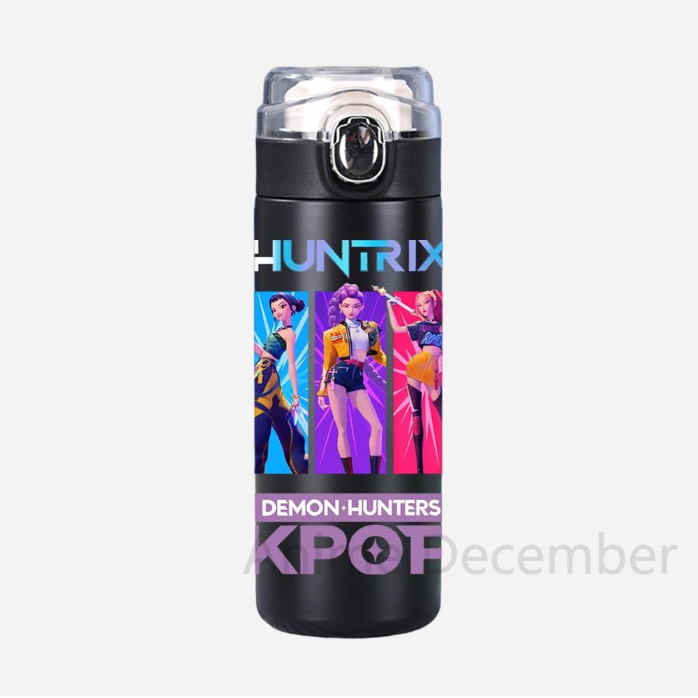 Anime K-Pop Lovci démonů Tištěná termoska Přenosná nerezová láhev na vodu 400 ml Nepropustný kempingový pohár na vodu Dárky