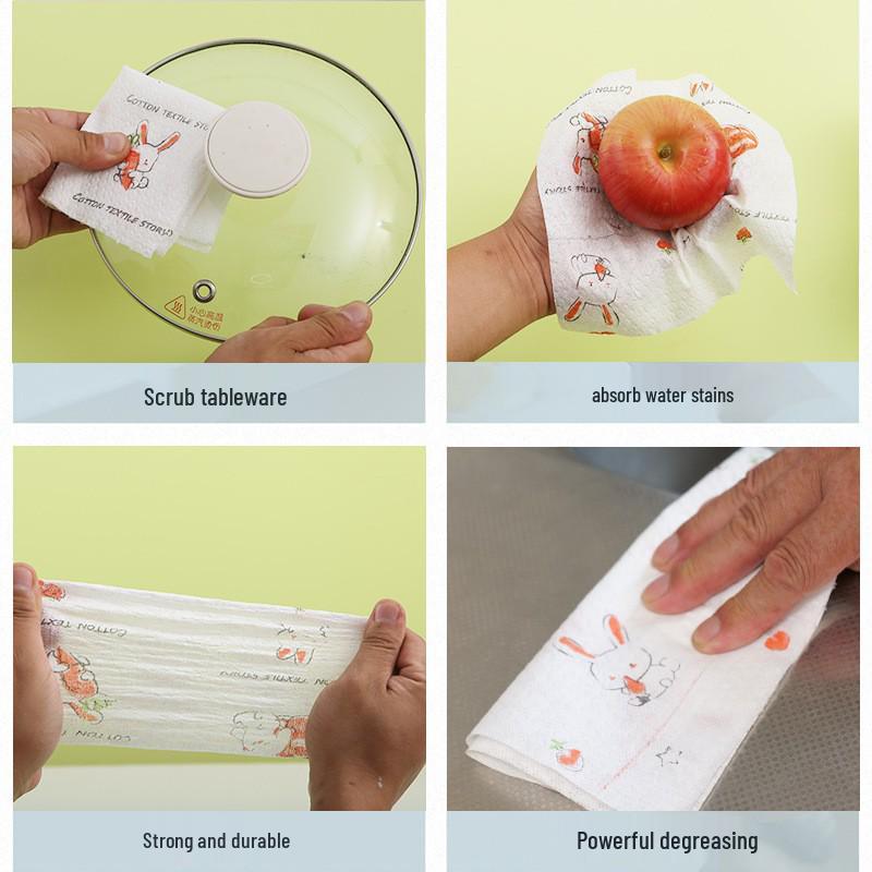 Multi-Use Disposable Kitchen Dishcloth Paper: Wet & Dry, Water & Oil Absorbent, Non-Stick, Scouring Pad