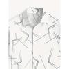 Men's Trendy Geometric 3D Line Print Long-Sleeved Shirt Men's Button up Shirt Casual Fashion Male White Shirt Lapel Shirt Tops