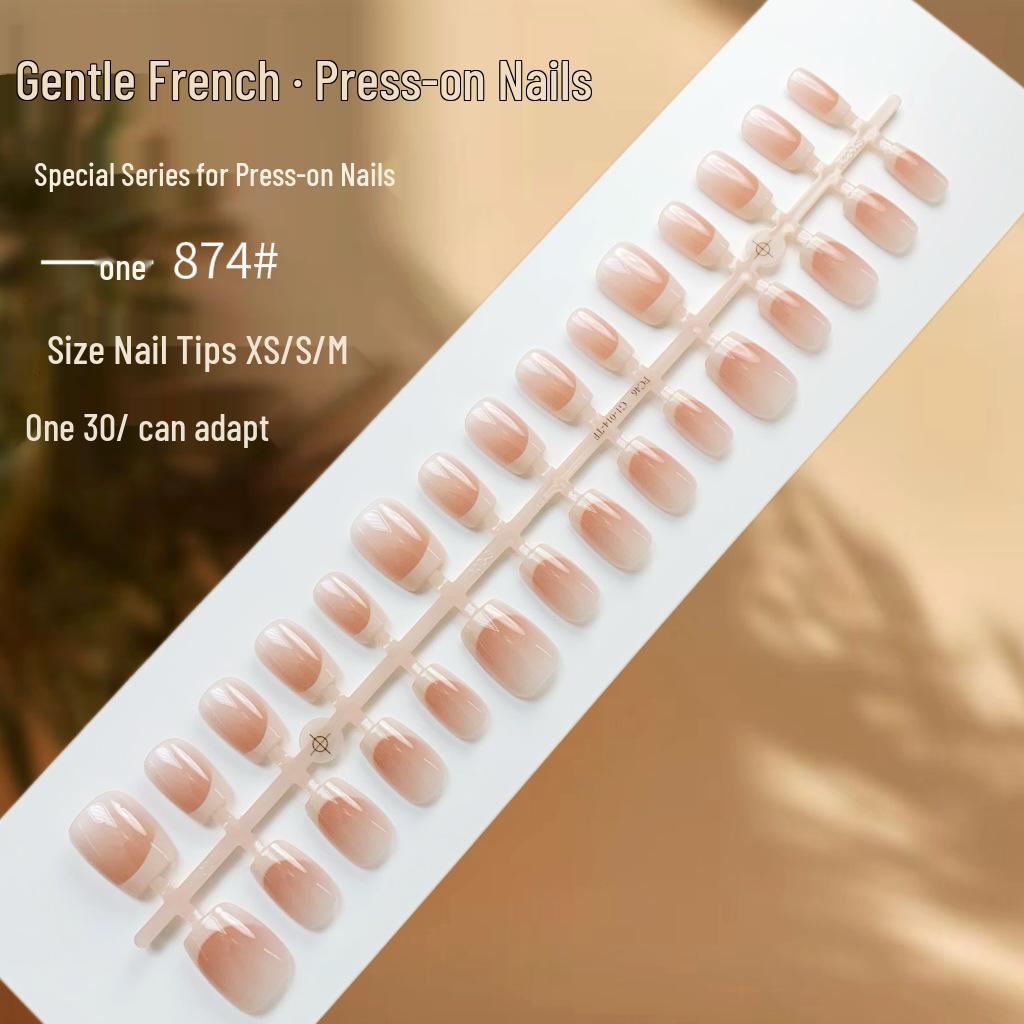

Exquisite Light Blush Press-On French Manicure Set: Versatile False Nails