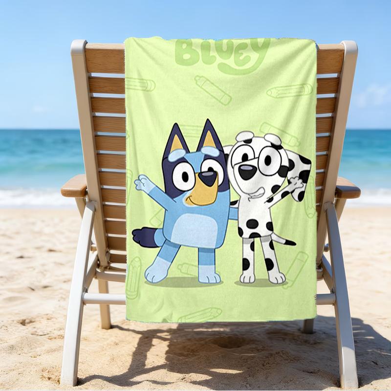 Ultra-Soft Beach Towel with Bluey Theme,Ideal for Pool - Camping, Diving - Perfect Travel Essential, Vibrant Beach Towel.