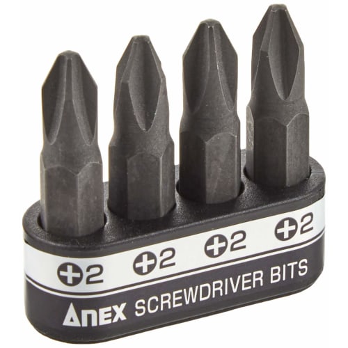 ANEX Interchangeable Bits for Manual Screwdrivers, Short, +2x30, Set of 4, AK-50P-B4P