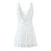 Sweet Chic Embroidered Mesh V-Neck Open-Back Slim-Fit Dress