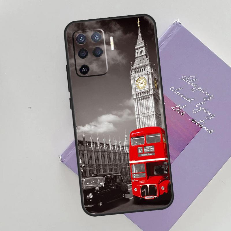 London Red Bus Big Ben Cover For Oppo A78 A98 A74 A54 A94 A15 A16 A17 A52 A72 A76 A96 A53 A57S A58 A5 A9 Phone Case