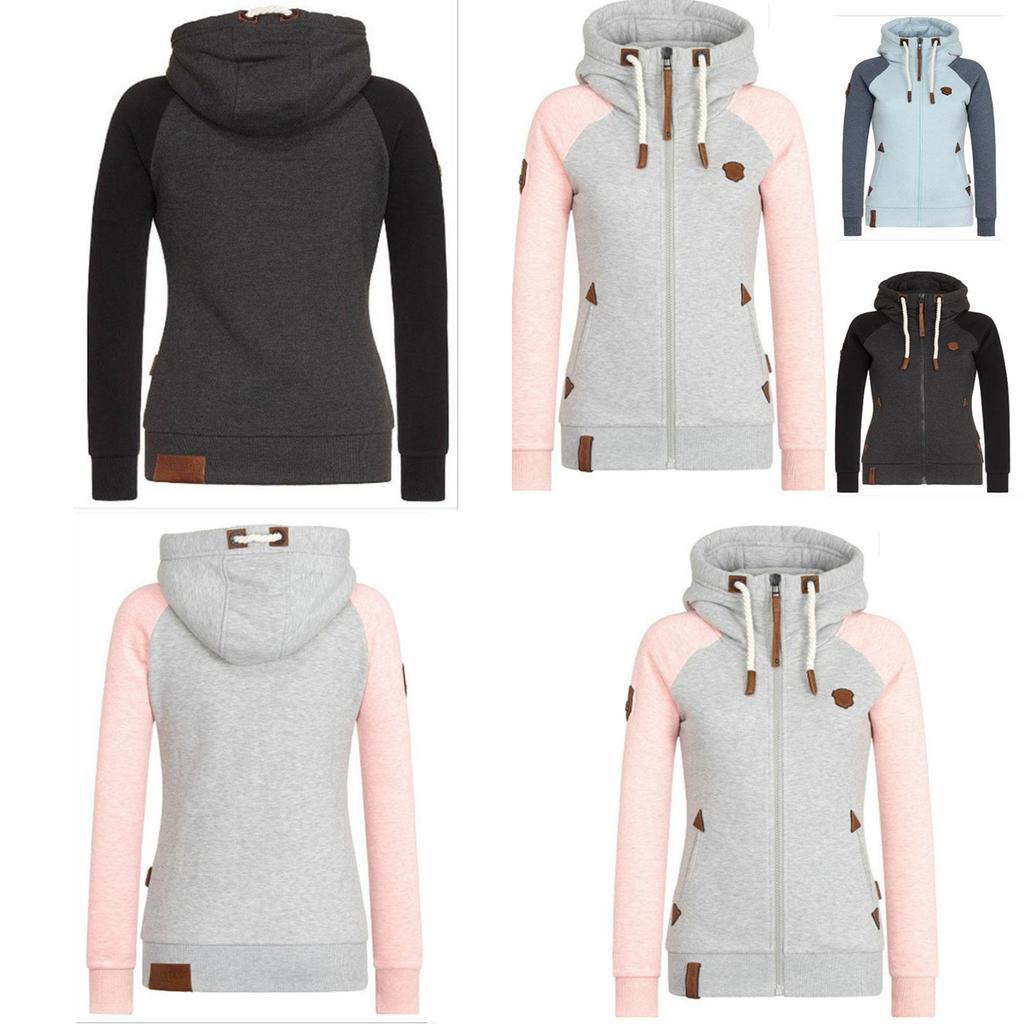 Luxurious Womens Fashion Zipper Sweater Hooded Cardigan Casual Hoodies Jacket Coat Tops