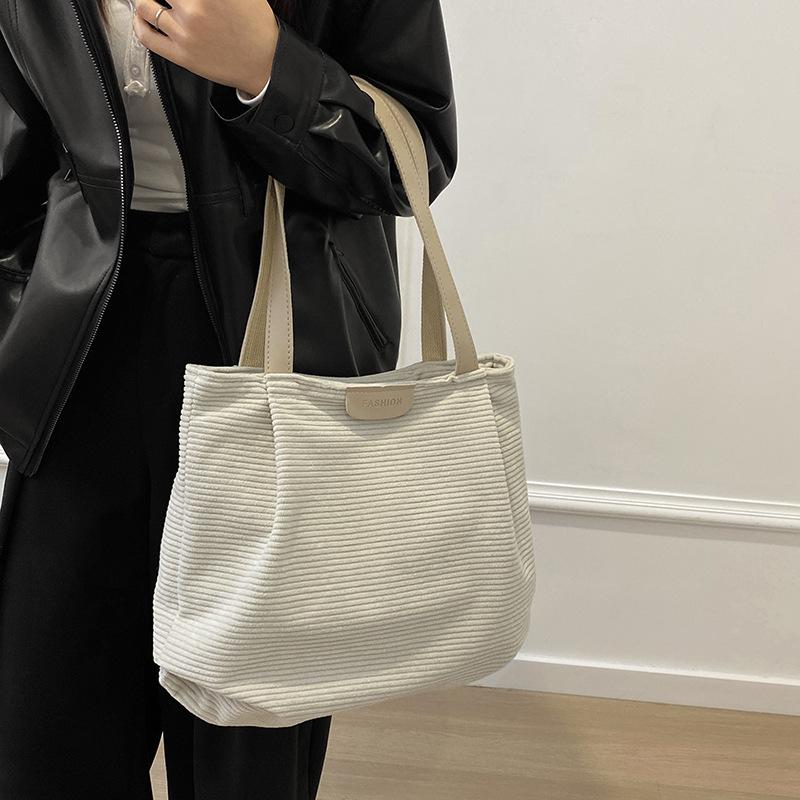 Casual Large-capacity Tote Bag Corduroy Bag New Autumn and Winter Shoulder Handbag Commuter Bag