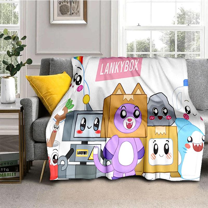 New Style Lankybox Boxy Foxy Rocky Cartoon Blanket,Soft Throw Blanket for Home Bedroom Bed Sofa Travel Picnic Cover Kid