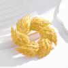 Retro Matte Gold Wheat Ear Circle Brooch Personalized and Niche Metallic Texture Chest Flower Suit Jacket Pin Accessories