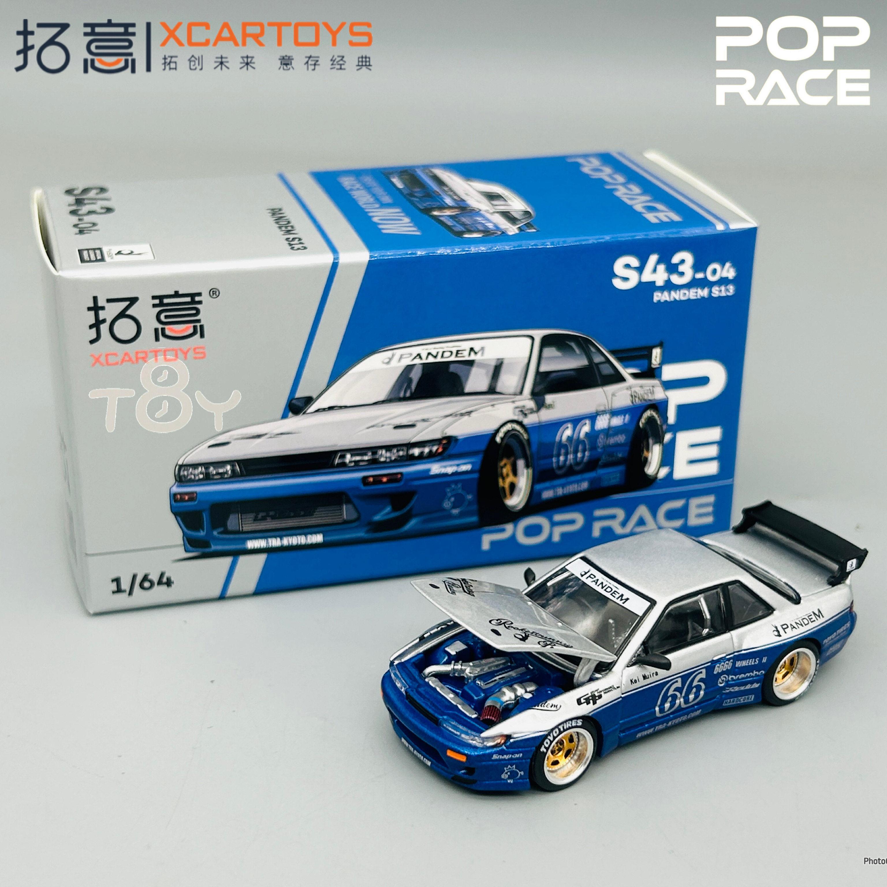 AOW4  XCARTOYS POPRACE 1/64 Nissan Silvia S13 PANDEM S43-02 04 07 Cast Iron Simulation Alloy Car Model, Boys  Collection Display Toy.