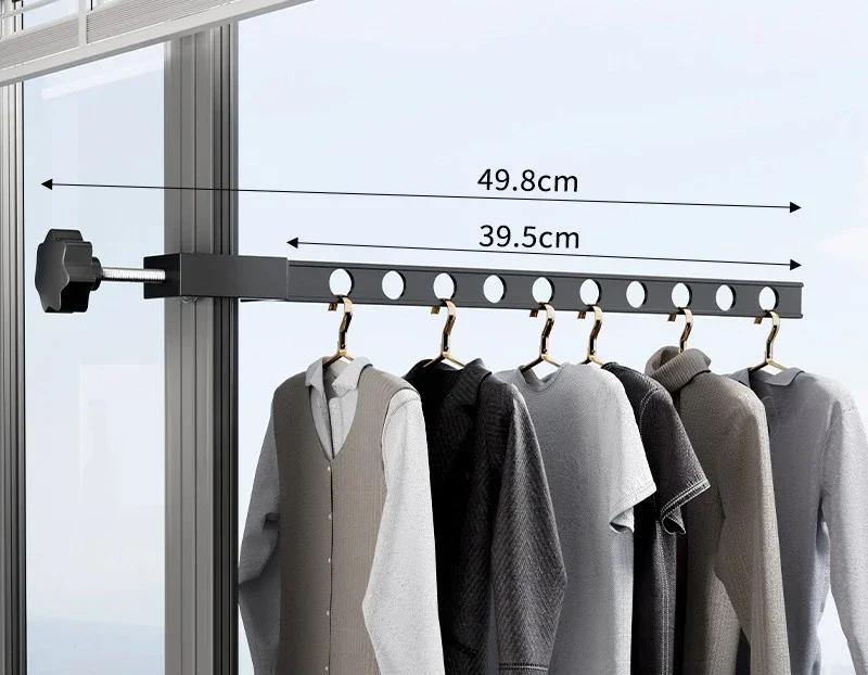 

Алюминиевая сушилка без отверстий, настенная вешалка для одежды с 10 отверстиями, нескользящая вешалка для одежды для спальни на балконе чёрный